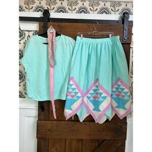 Vintage hand sewn women’s large-X large skirt and shirt set